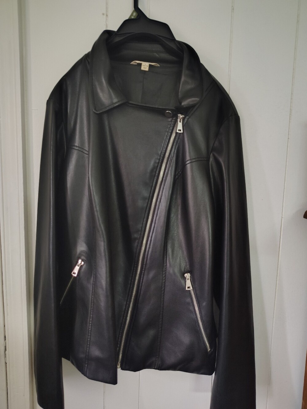 Women's Black Asymmetrical Faux Leather Jacket